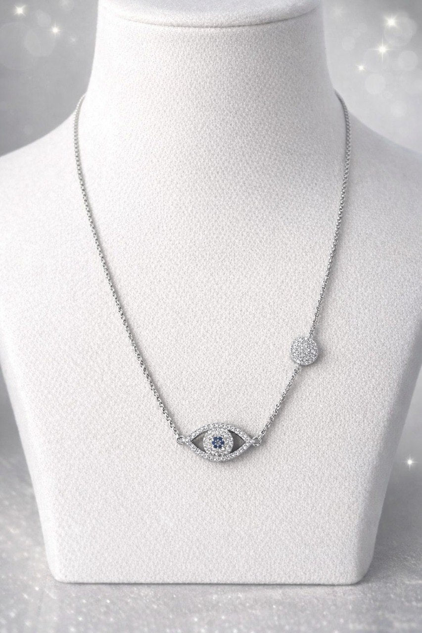 Evil Eye Sparkle Charm – 925 Sterling Silver Necklace