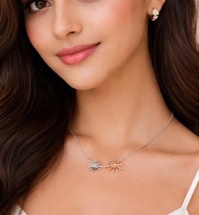 Dual Radiance Sunburst Necklace – 925 Sterling Silver