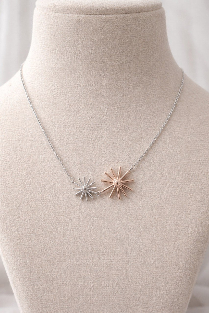 Dual Radiance Sunburst Necklace – 925 Sterling Silver