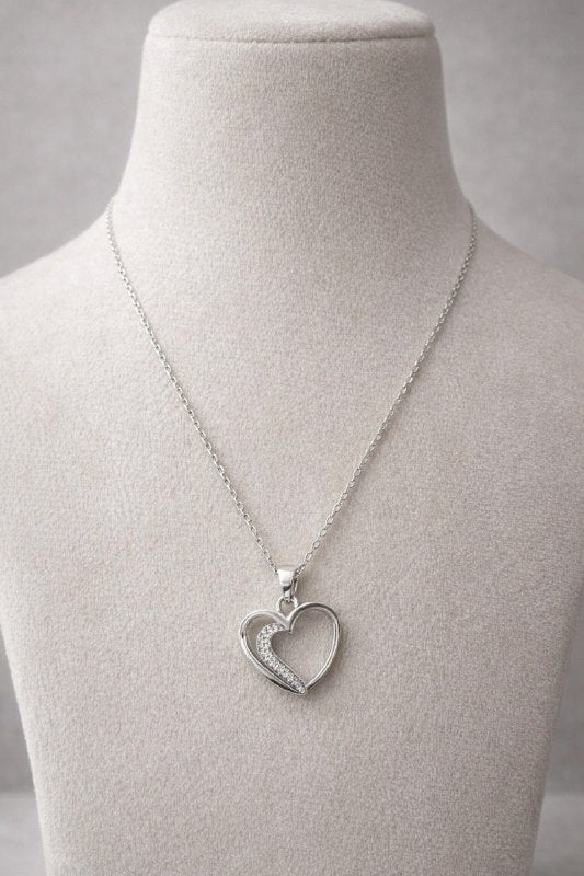 Elegant Heart Curve Pendant – 925 Sterling Silver