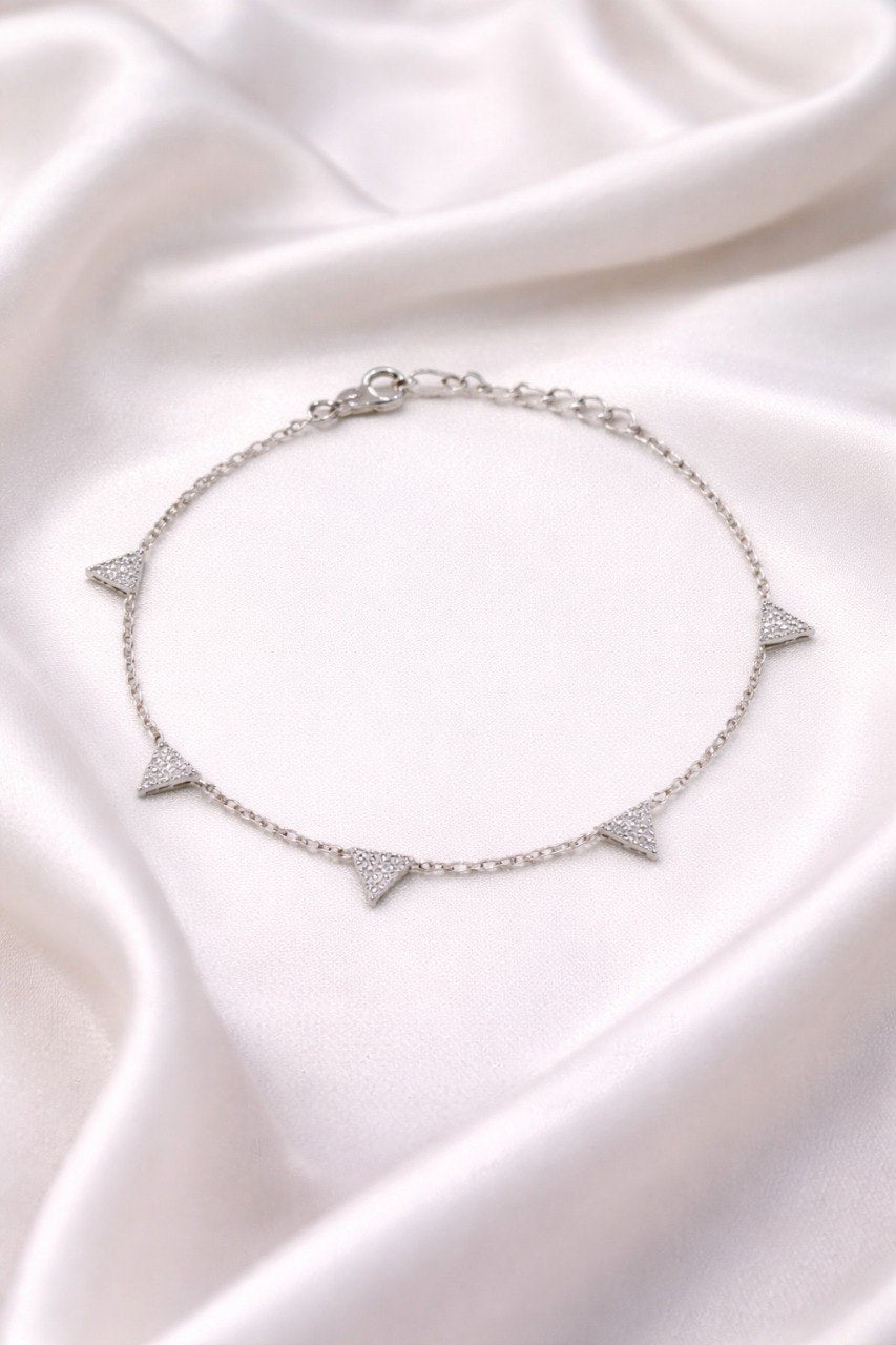 Geometric Sparkle Triangle Bracelet – 925 Sterling Silver