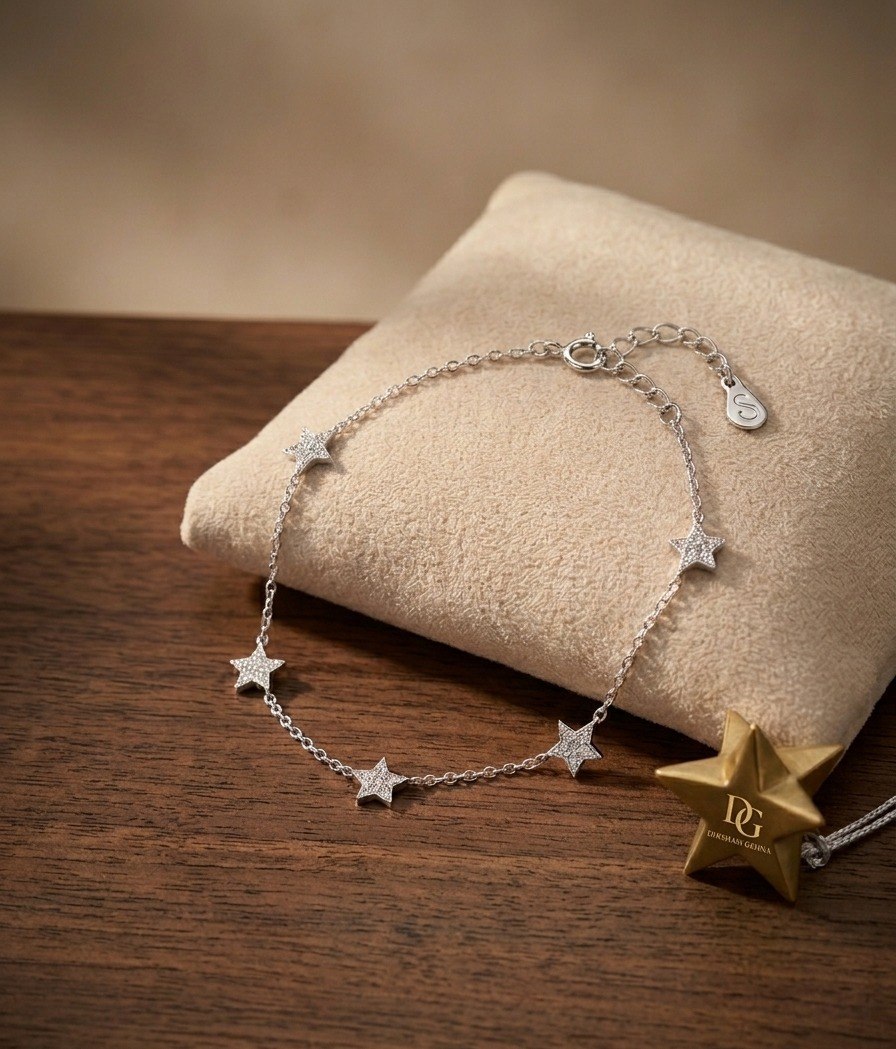 Celestial Star Charm Bracelet – 925 Sterling Silver