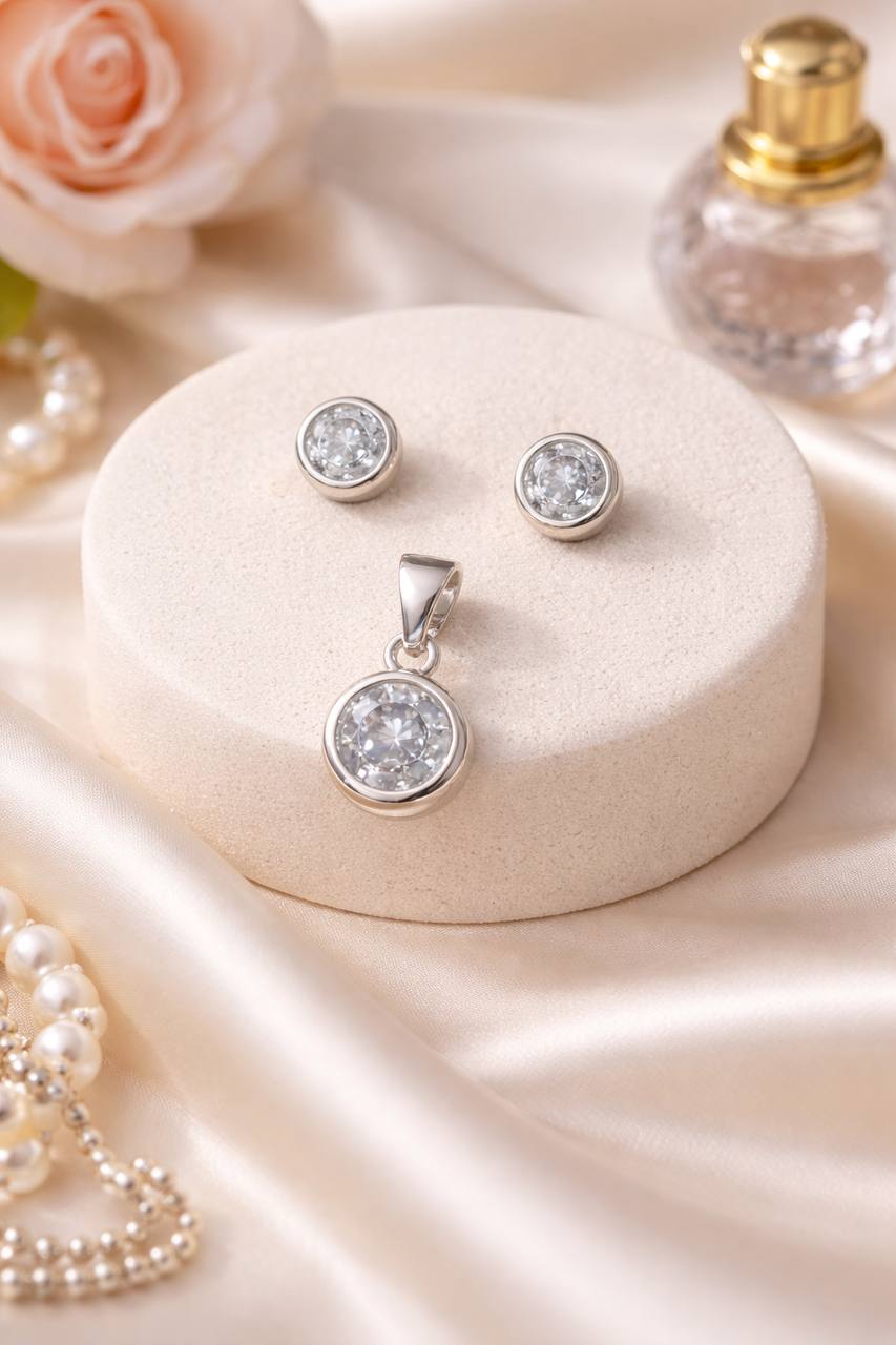 Luna Shine Sterling Silver CZ Jewelry Set
