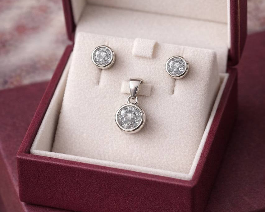 Luna Shine Sterling Silver CZ Jewelry Set