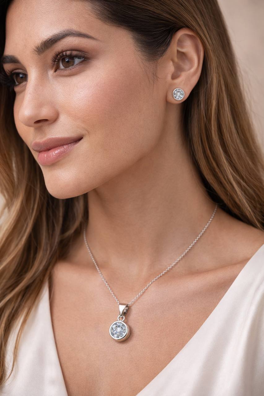 Luna Shine Sterling Silver CZ Jewelry Set