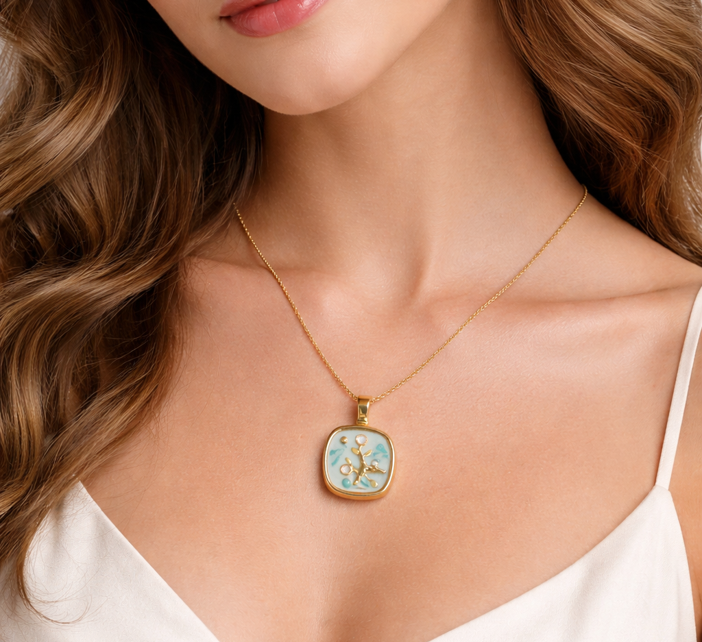 Azure Bloom Anti-Tarnish Pendant Necklace