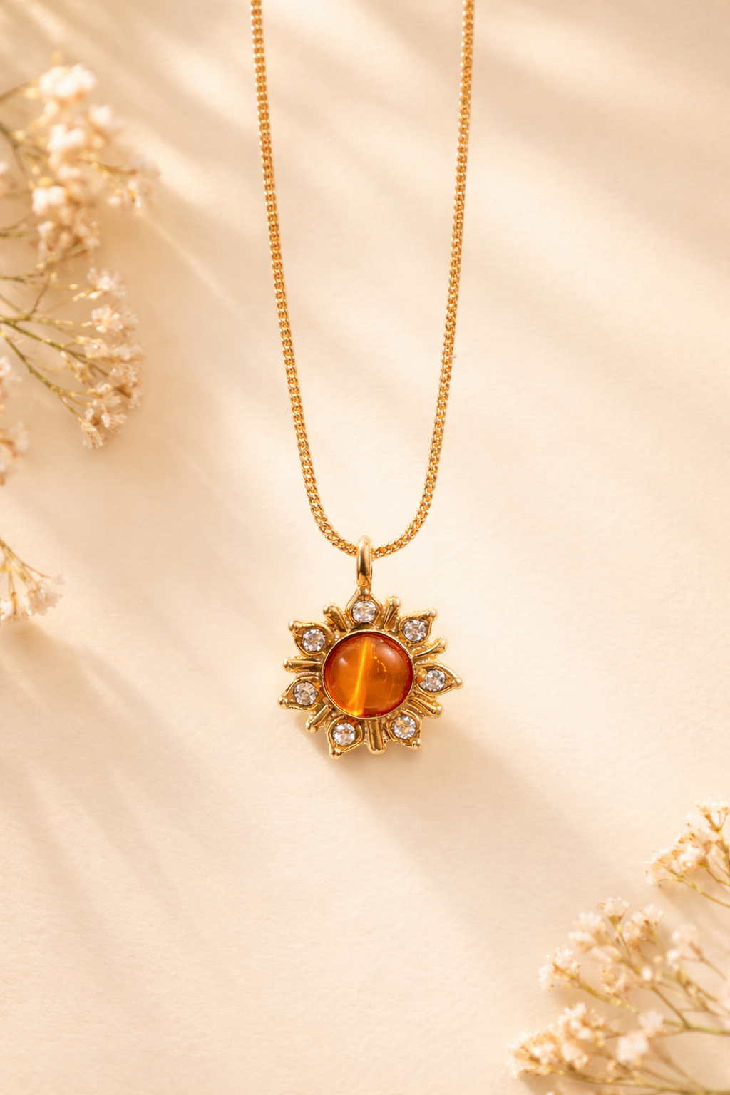 Golden Sun Aura Pendant Necklace