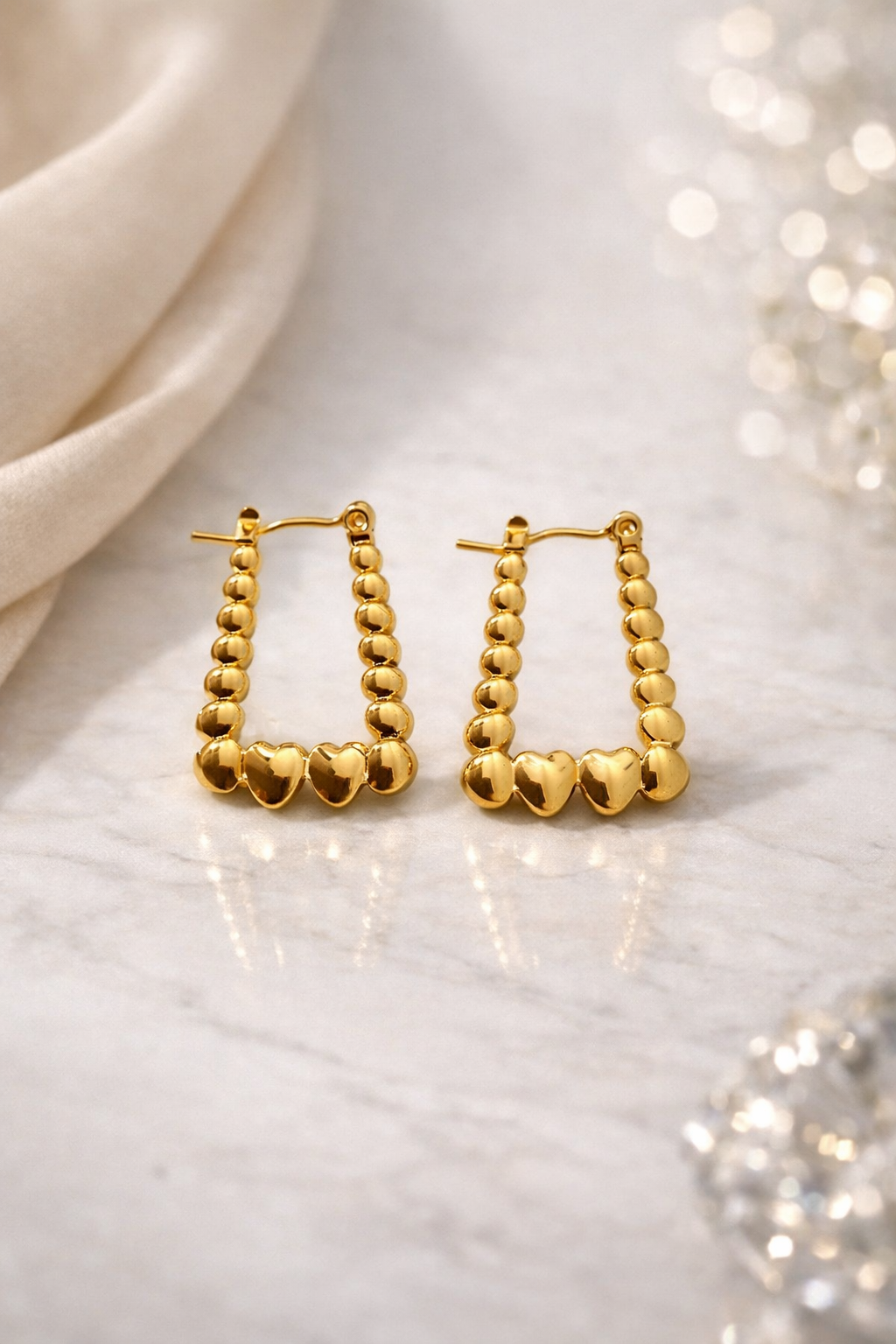 Golden-Heart Hoop Earrings