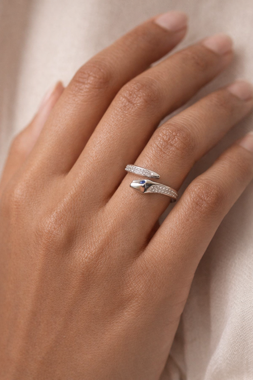 925 Sterling Silver Blue Eye Snake Ring