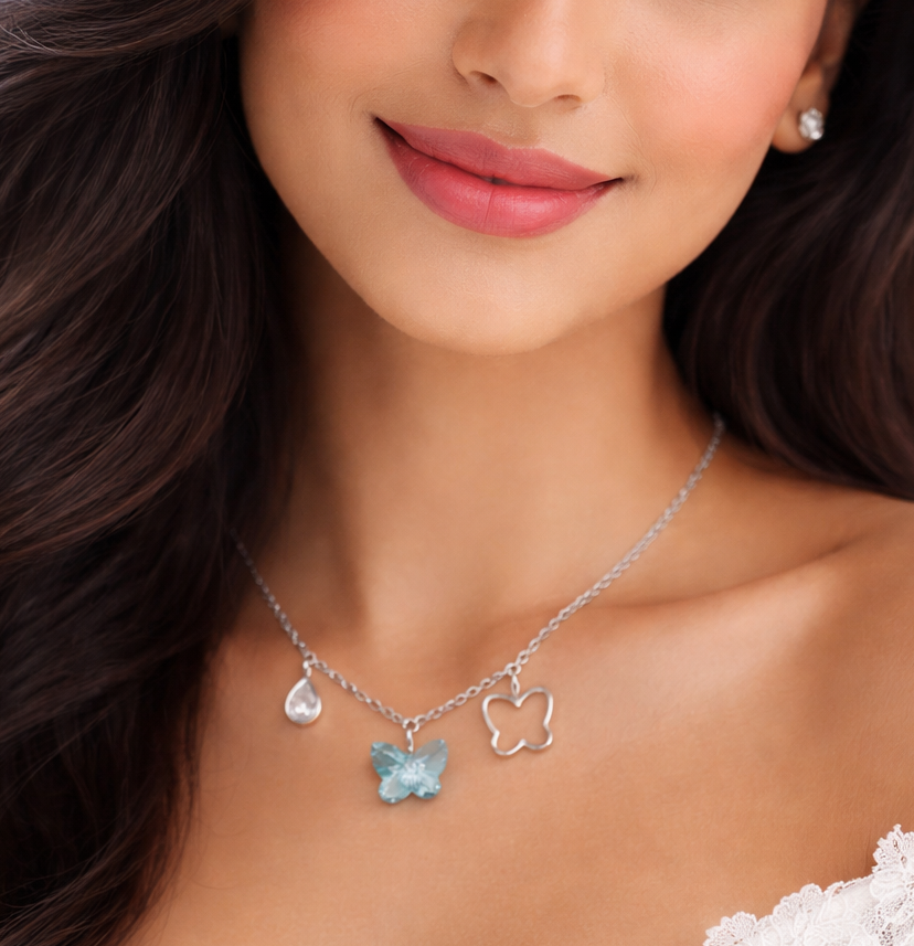 Sky Butterfly Charm Necklace – 925 Sterling Silver