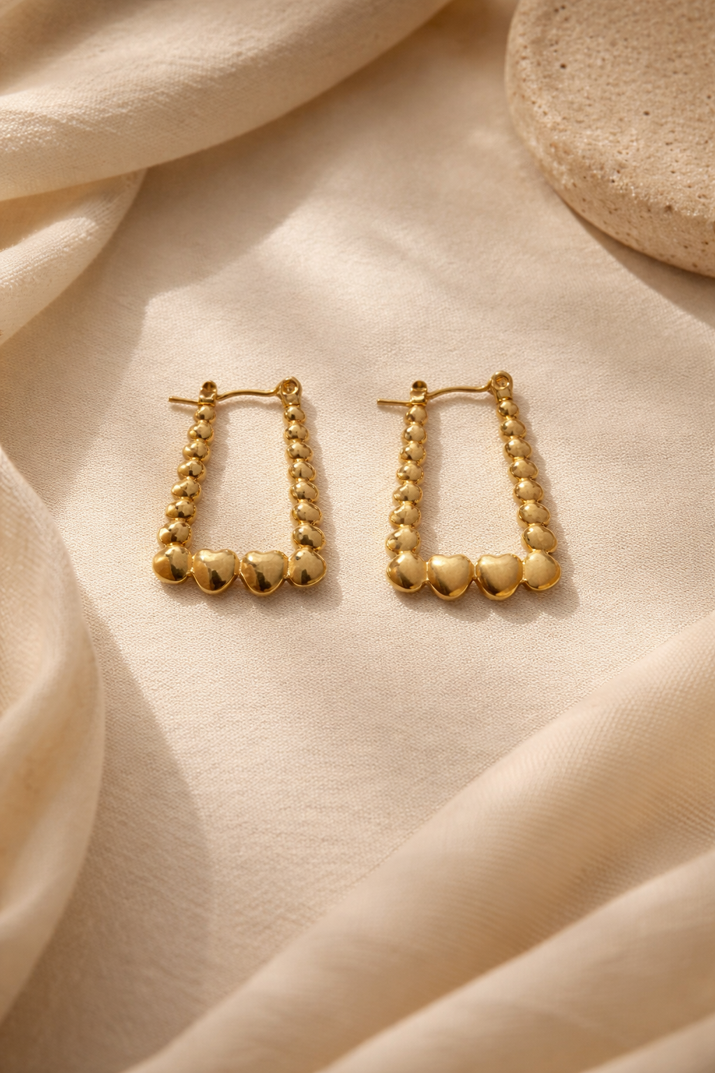 Golden-Heart Hoop Earrings