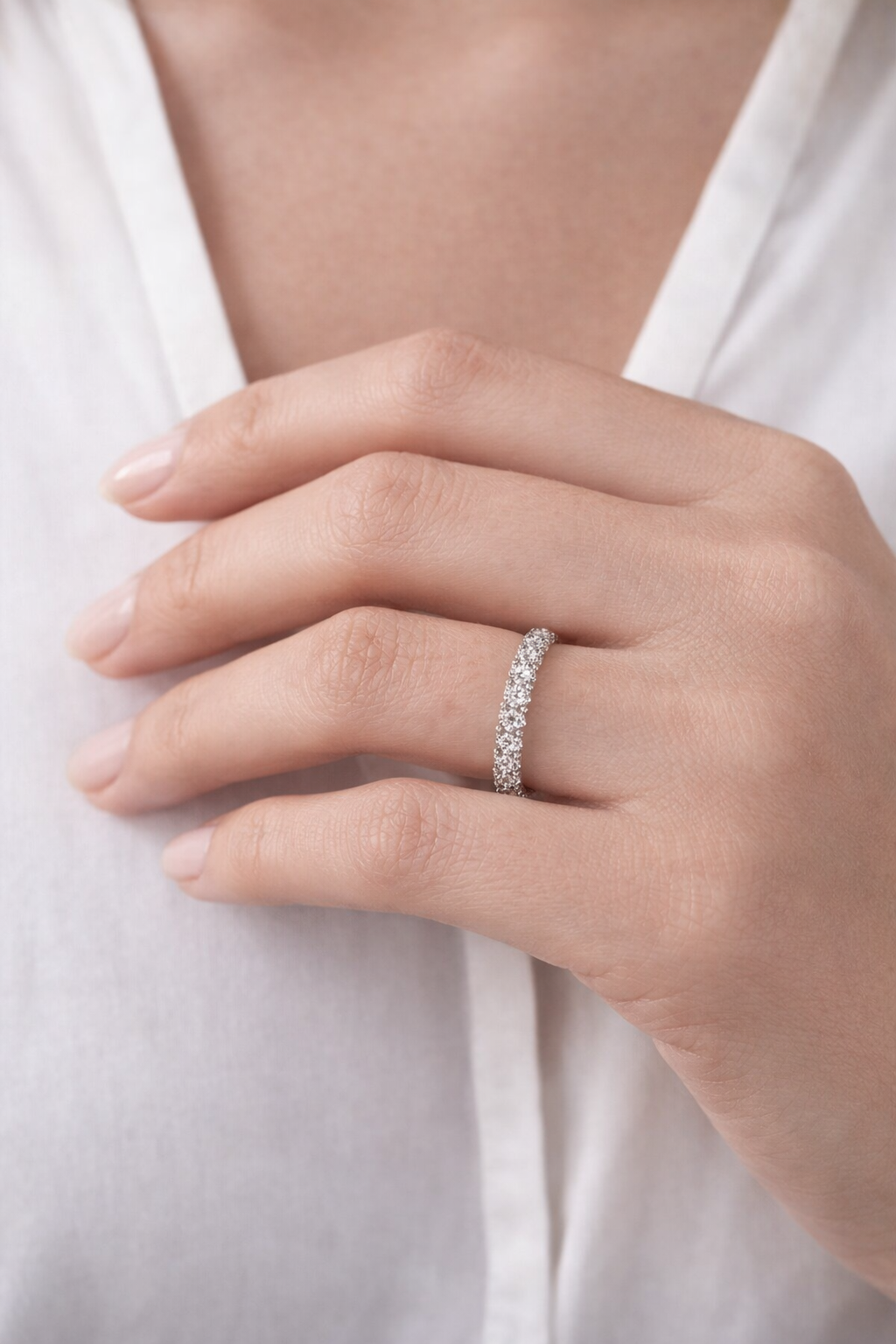 Classic Sparkle Eternity Band – 925 Sterling Silver Ring