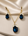 Midnight Bloom Anti-Tarnish Pendant Set with Earrings