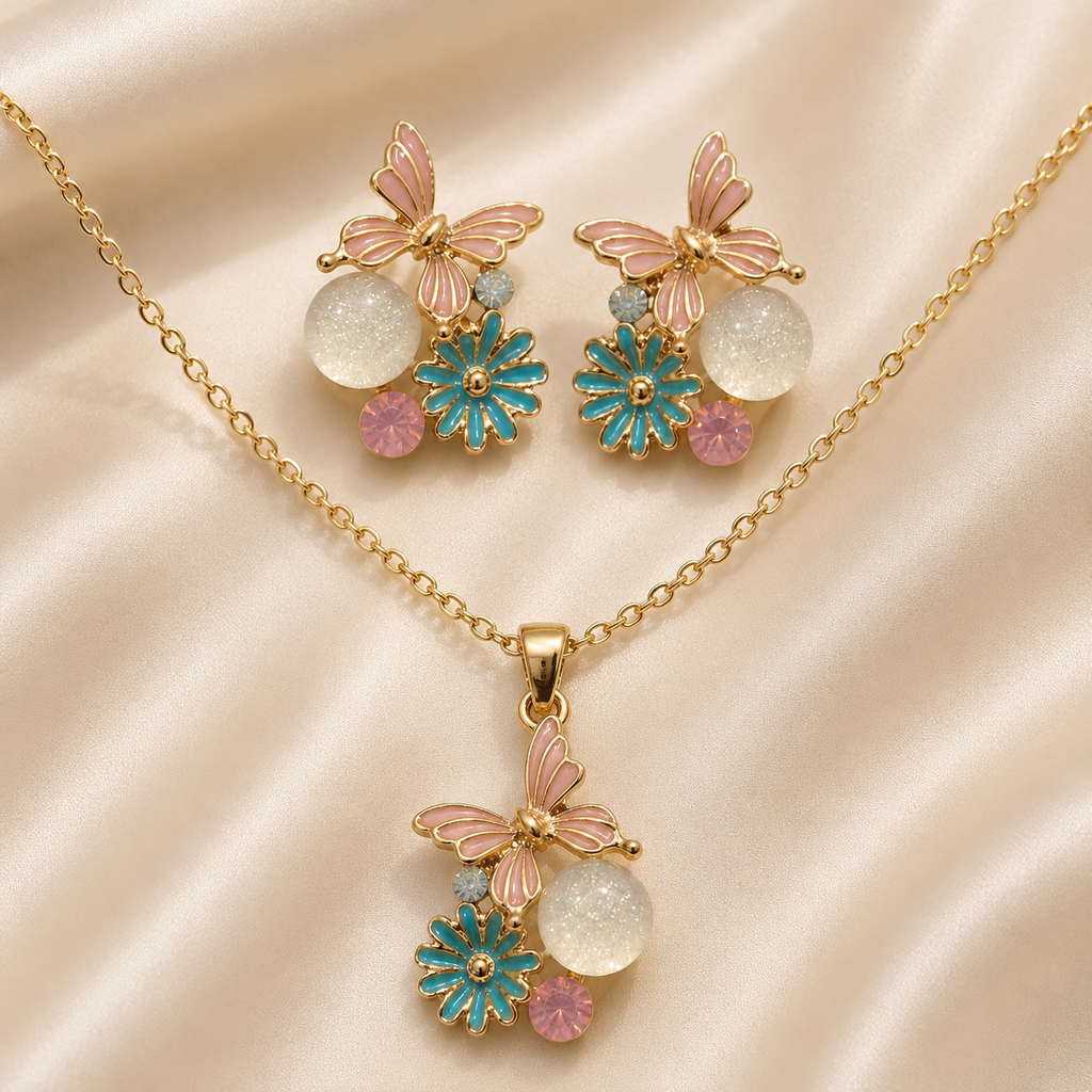 Sky Flutter Anti-Tarnish Pendant Set with Earrings