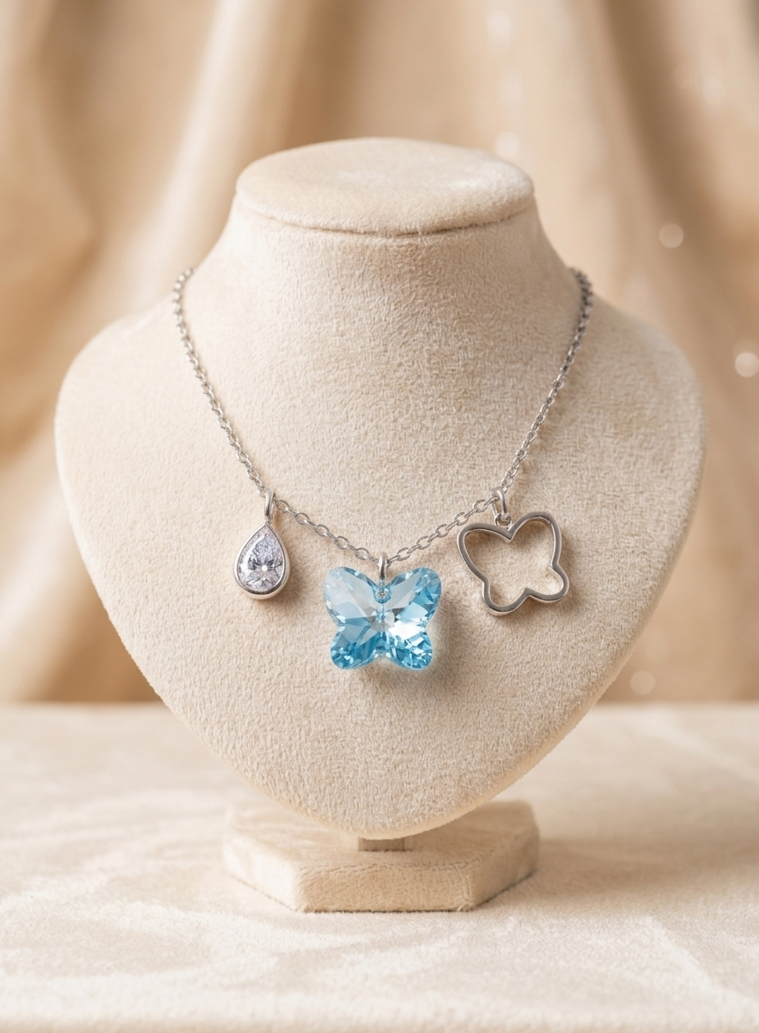 Sky Butterfly Charm Necklace – 925 Sterling Silver