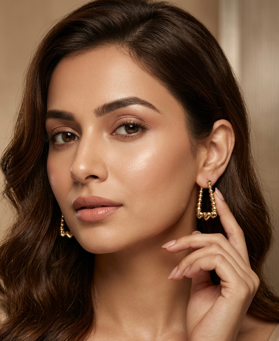 Golden-Heart Hoop Earrings