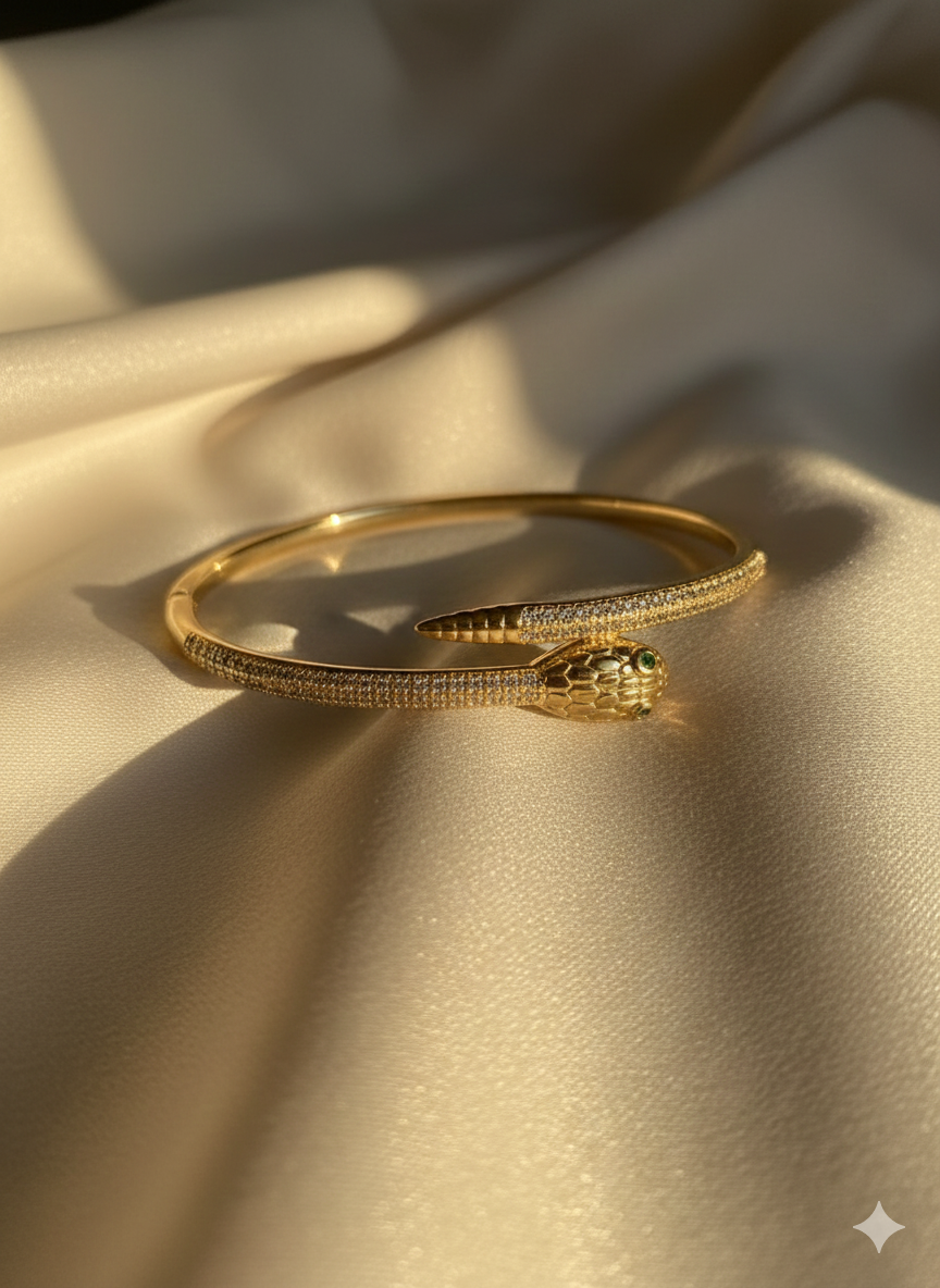 Snake Luxe Gold Bracelet with Crystal Detailing