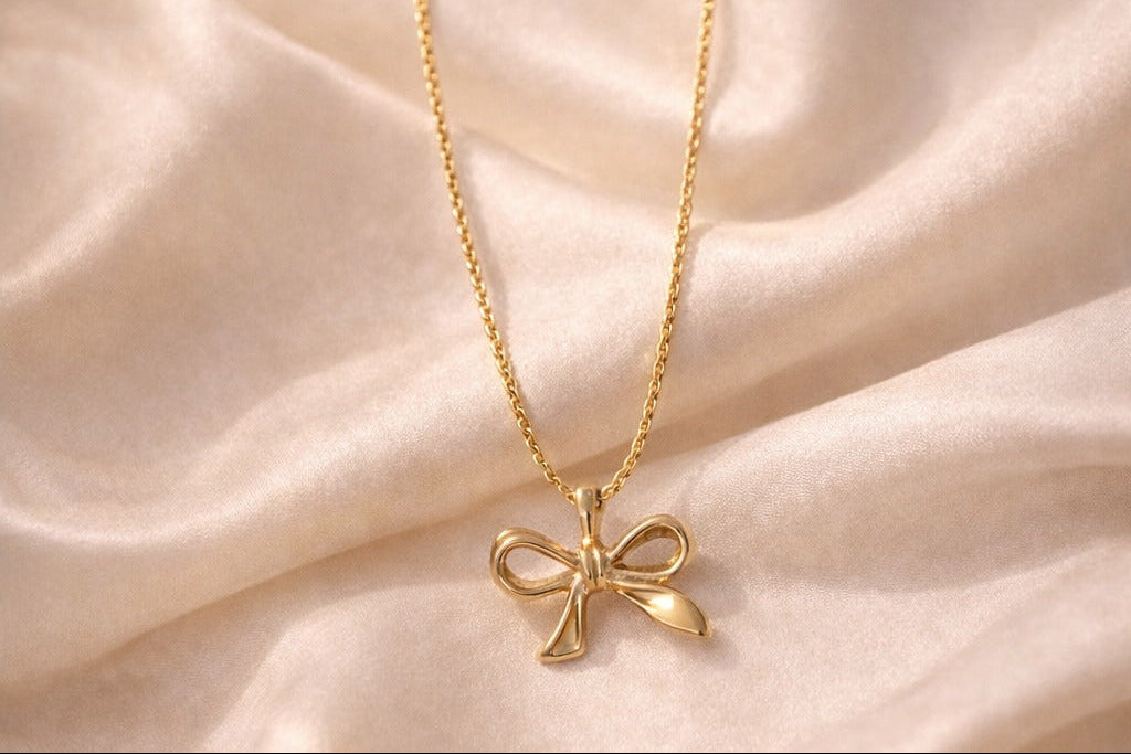 Golden Bow Grace Pendant Necklace