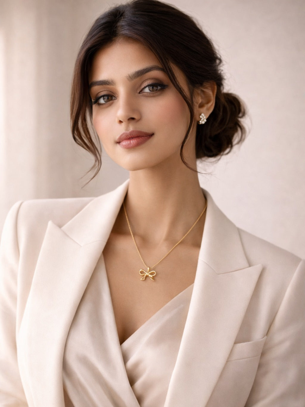 Golden Bow Grace Pendant Necklace