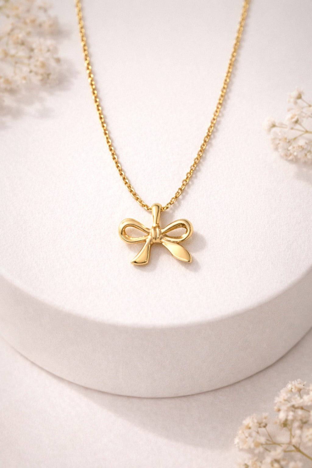 Golden Bow Grace Pendant Necklace