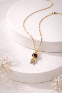 Golden Teddy Charm Pendant Necklace