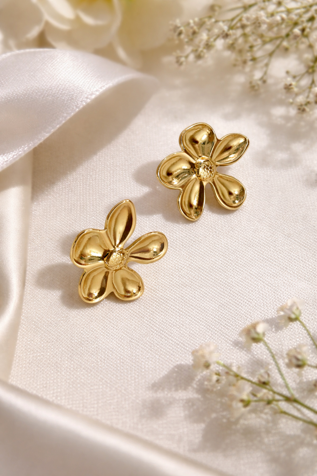 Golden-Blossom Stud Earrings